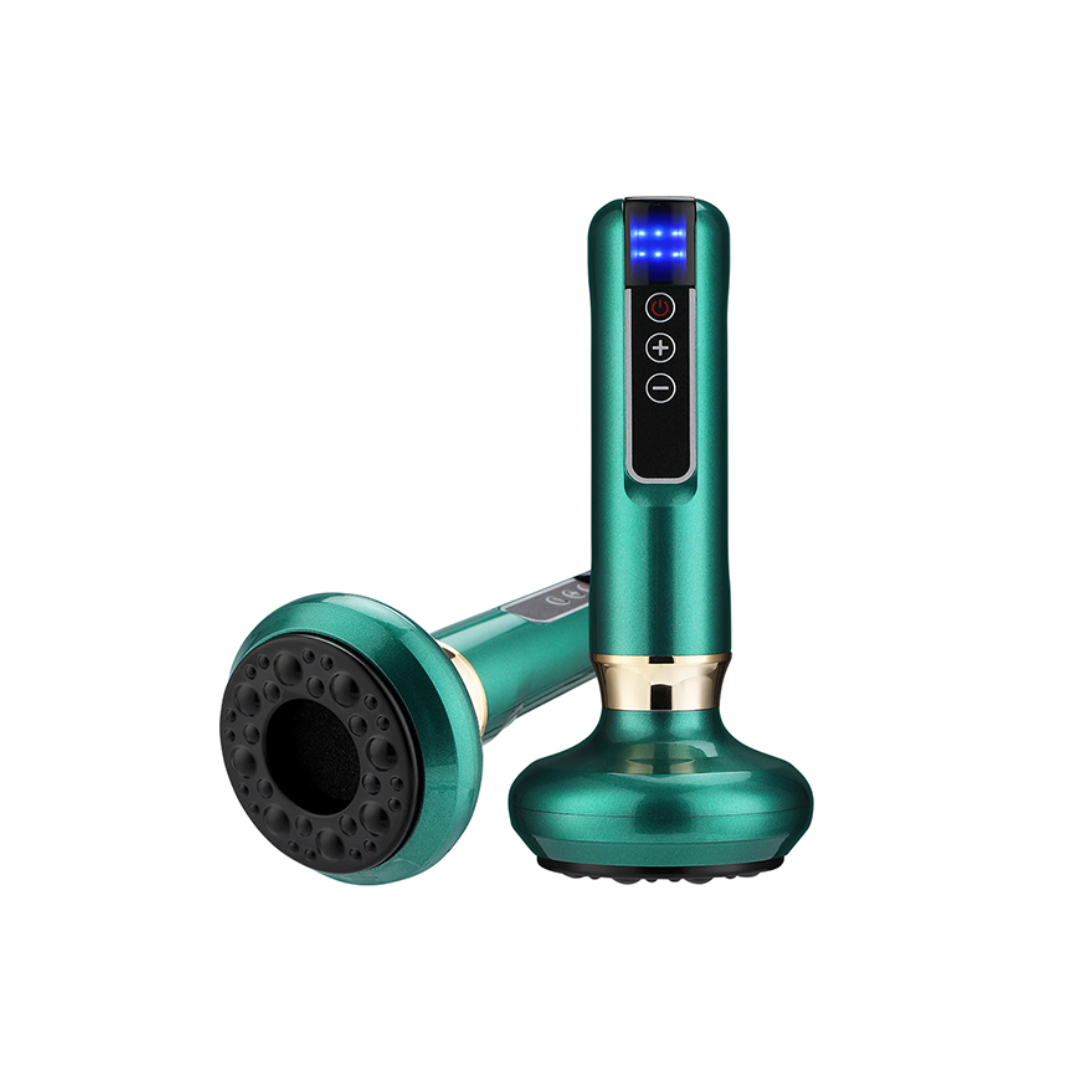 Green anti-cellulite massager showcasing ergonomic design