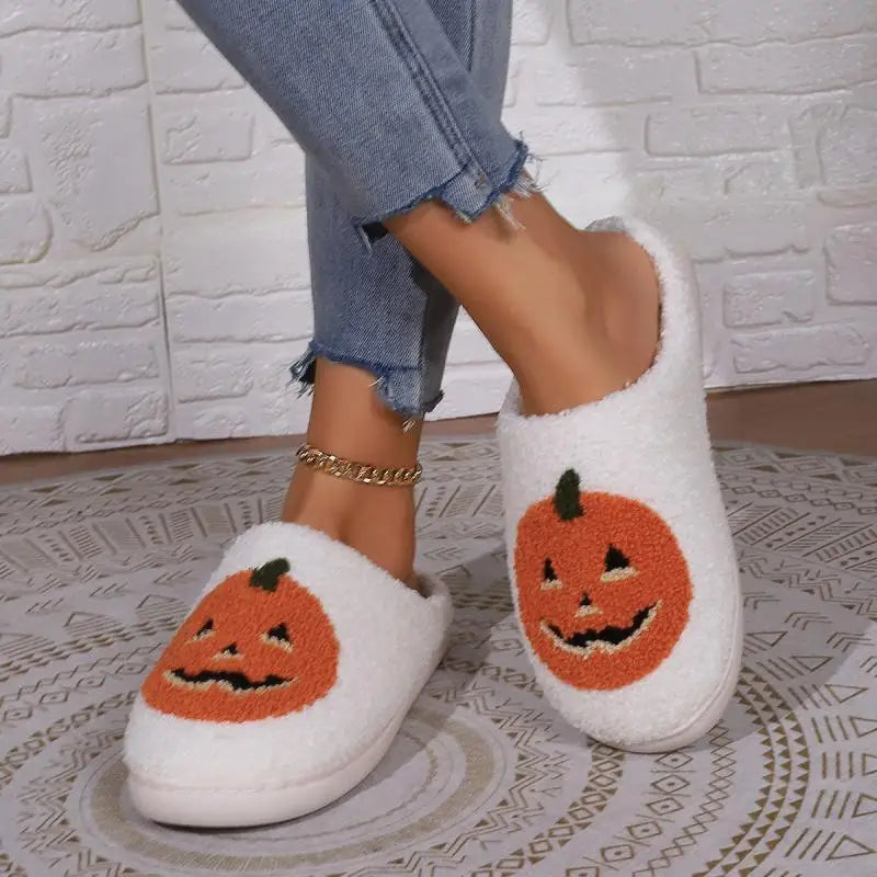 Pumpkin Plush Home Slippers