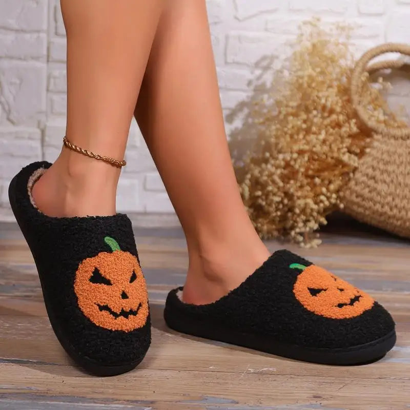 Pumpkin Plush Home Slippers